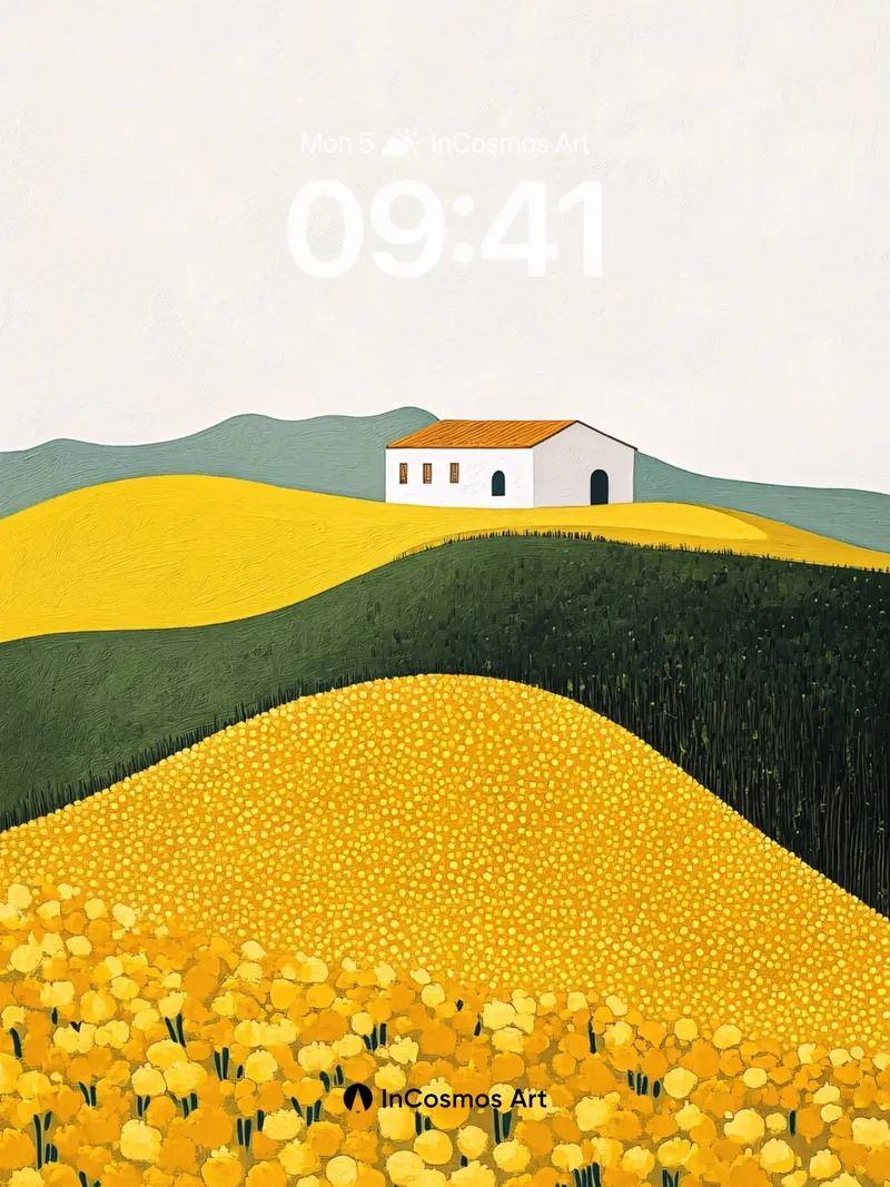 Golden Hush Wallpaper with Rolling Fields