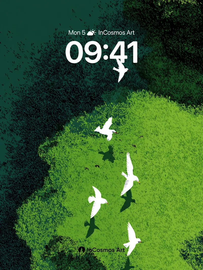 Serenity Flight Wallpaper with Floating Doves