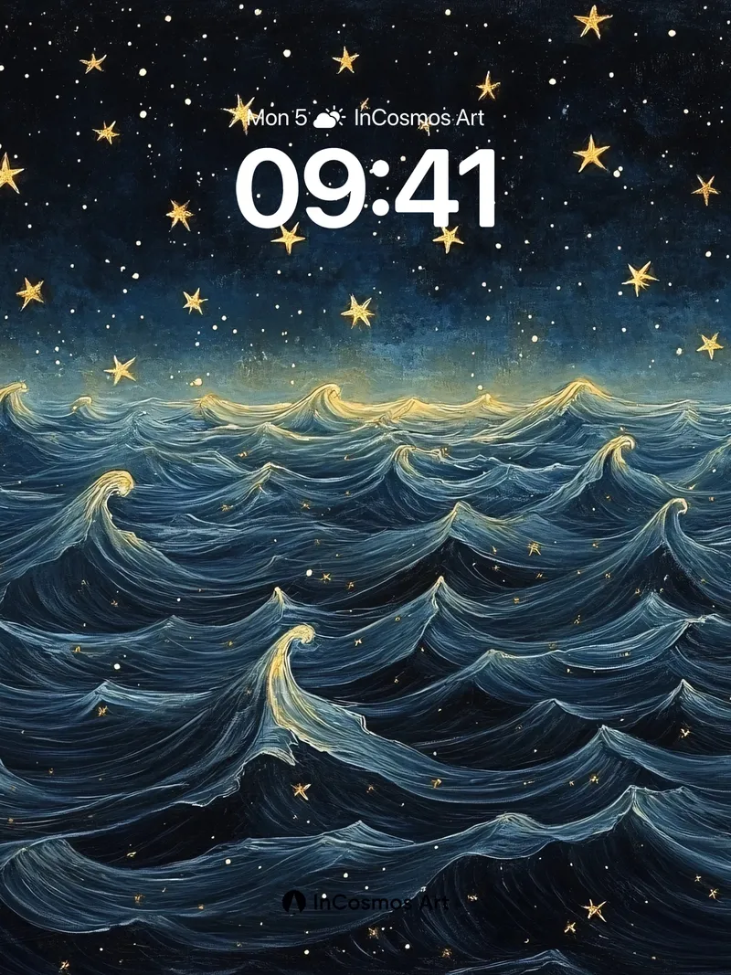 Starry Tide Wallpaper with Whispering Waves