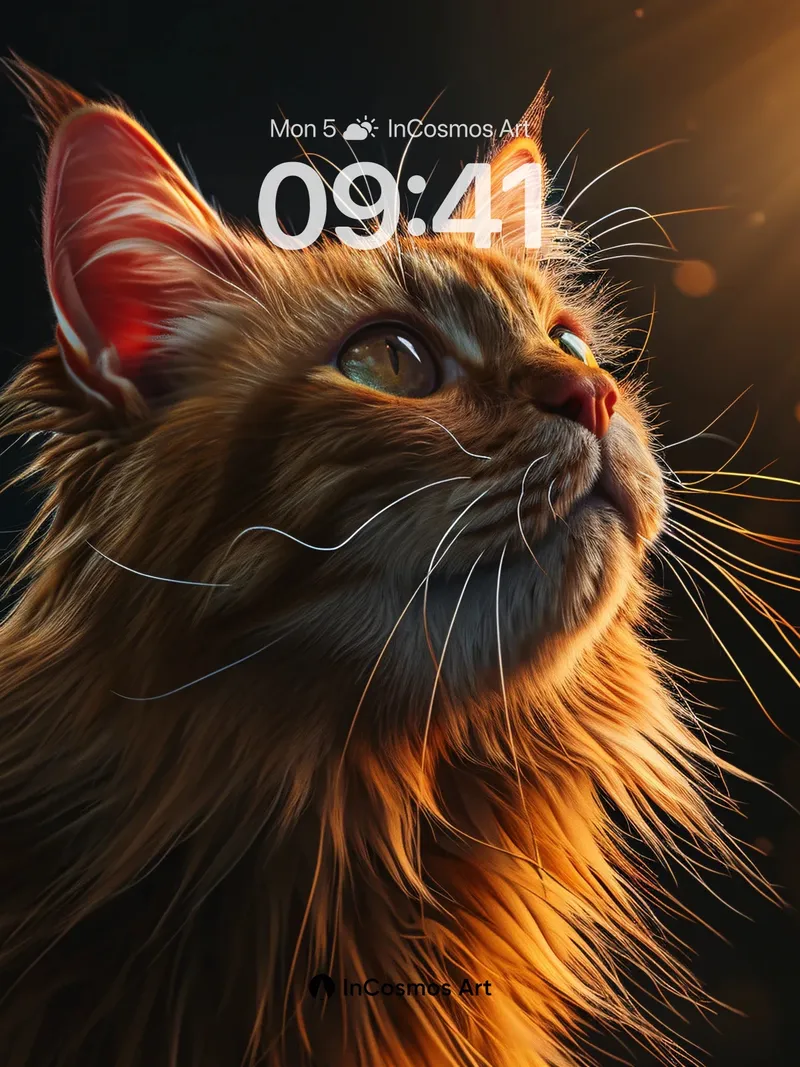 Golden Gaze Wallpaper with Sunlit Fur