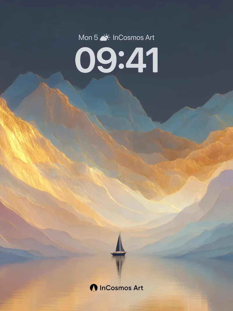 Serenity Valley Wallpaper with Golden Light Veins