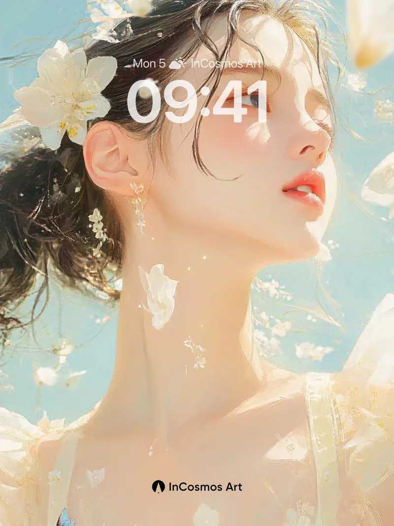 Serene Bloom Wallpaper with Floating Petals