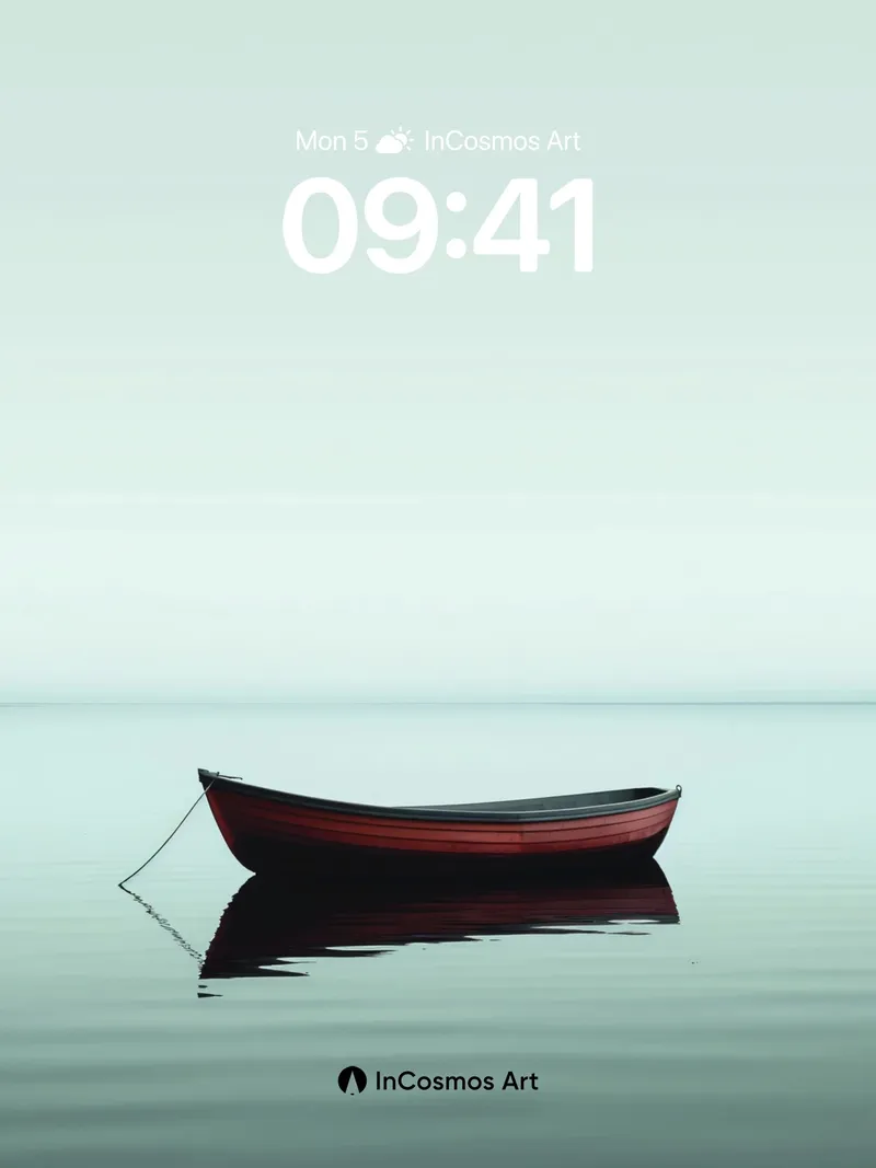 Serenity Boat Wallpaper with Still Water Reflection