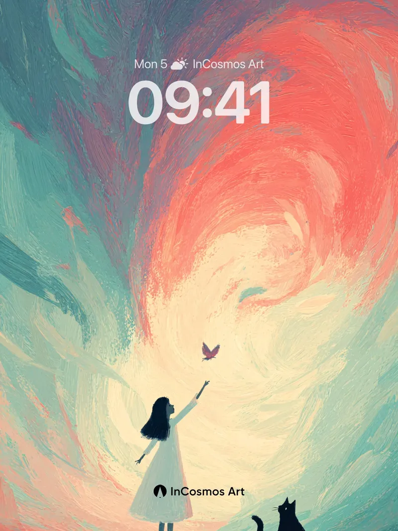 Whirlwind Wonder Wallpaper with Silent Cat