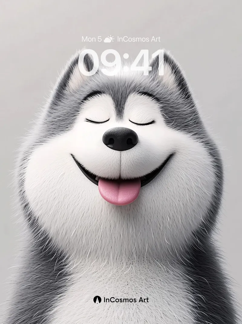Joyful Husky Wallpaper with Soft Fur Texture