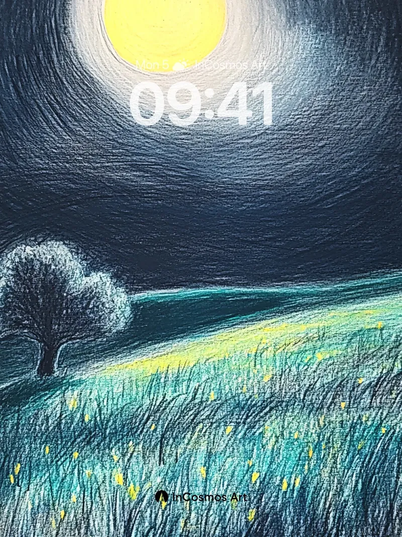 Luminous Field Wallpaper with Moonlit Whispers