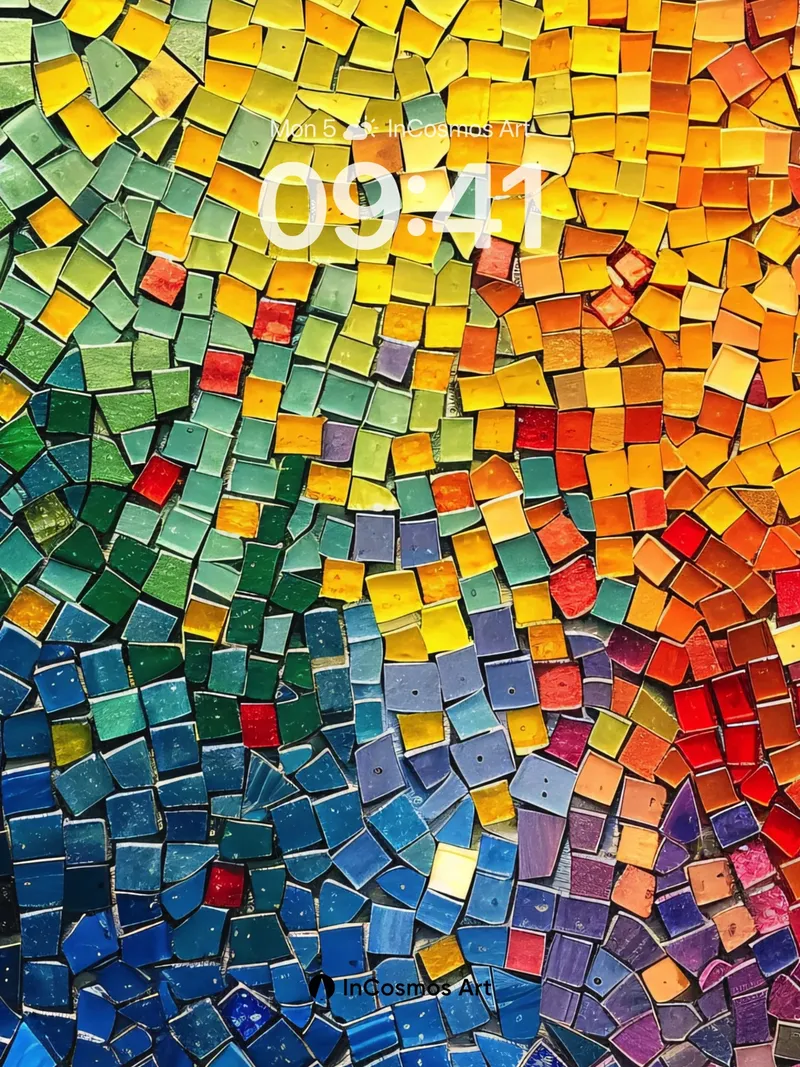 Rainbow Mosaic Wallpaper with Shifting Light