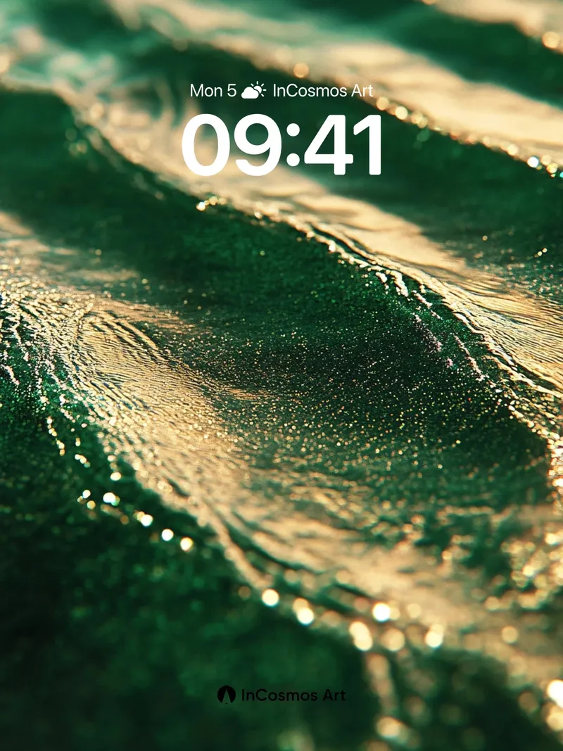 Liquid Emerald Wallpaper with Golden Veins