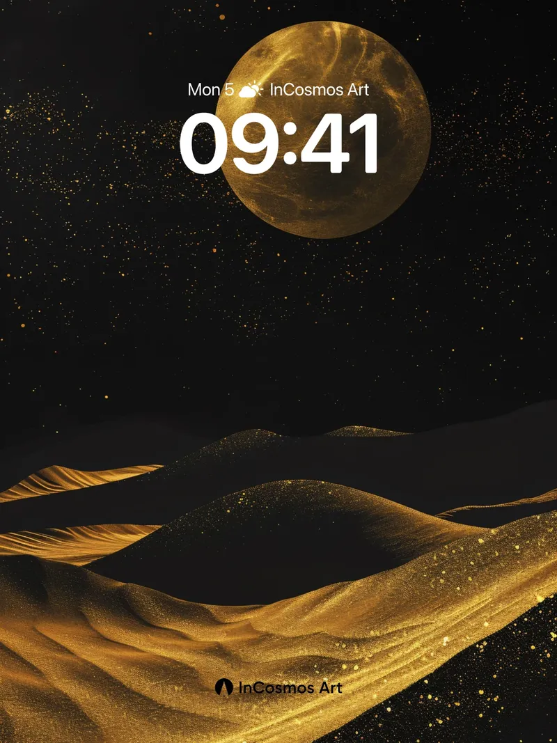 Golden Dune Wallpaper with Celestial Moonlight