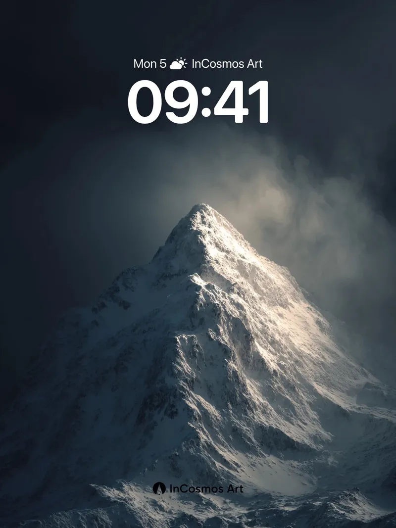 Shadowed Peak Wallpaper with Celestial Light