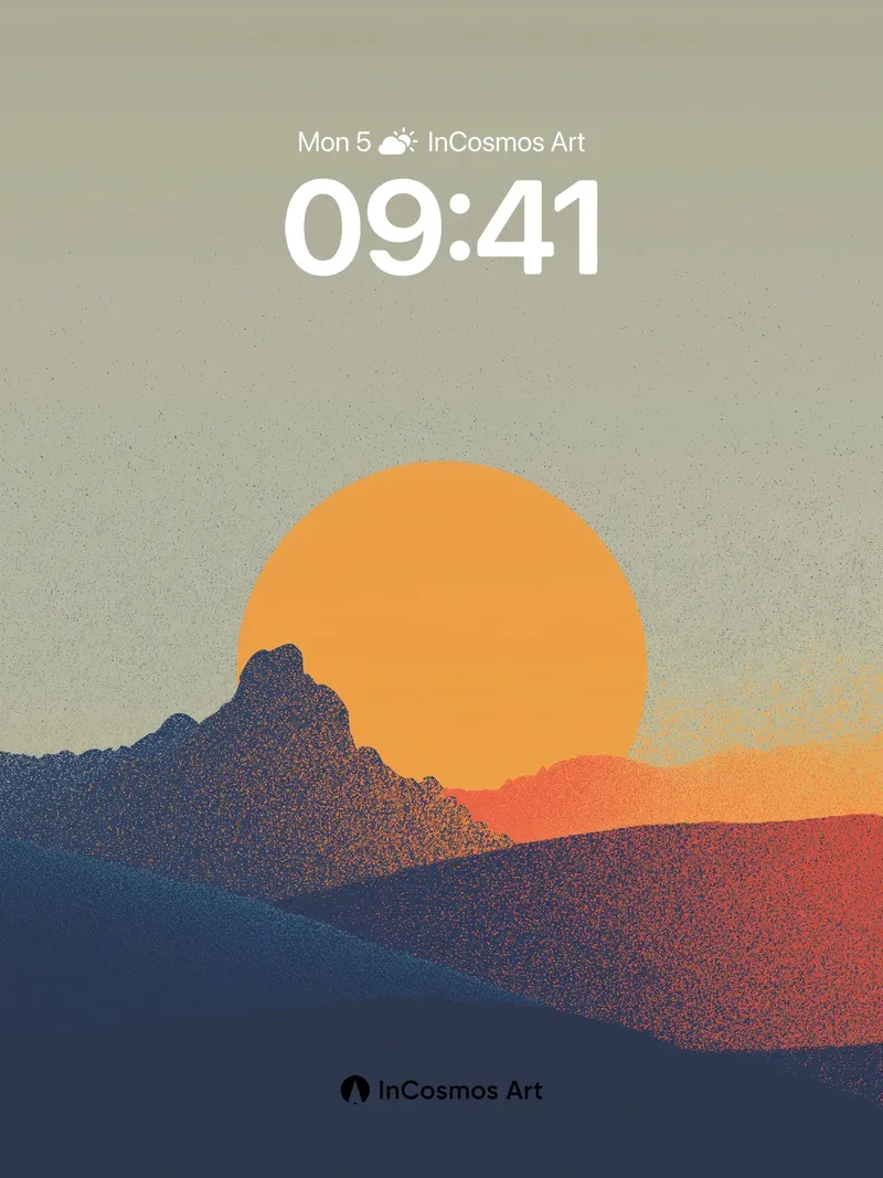 Serenity Sunset Wallpaper with Textured Peaks