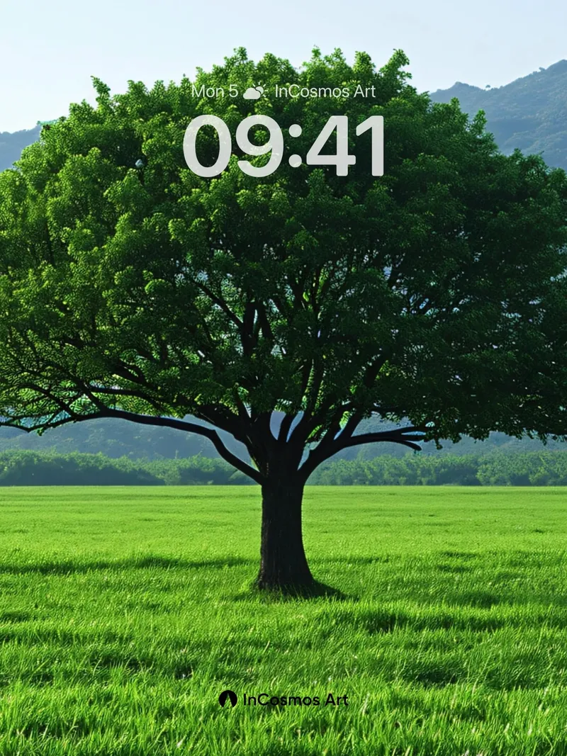 Serenity Tree Wallpaper with Mountain Hush