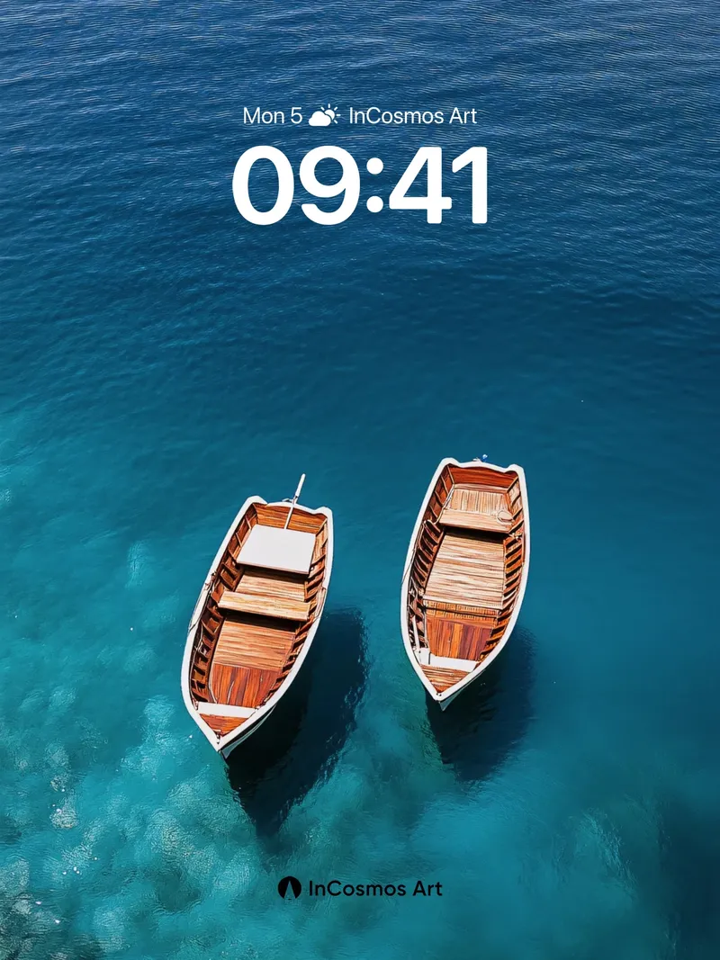 Serene Drift Wallpaper with Wooden Boats