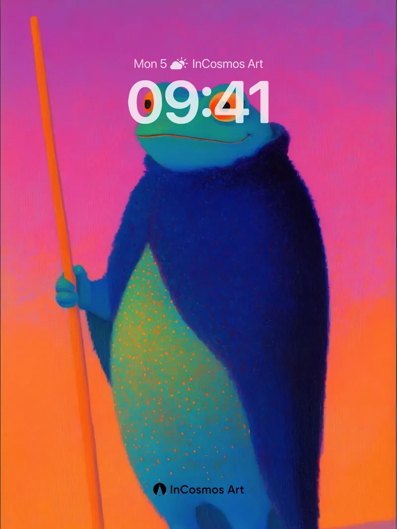 Serene Frog Sage Wallpaper with Neon Aura