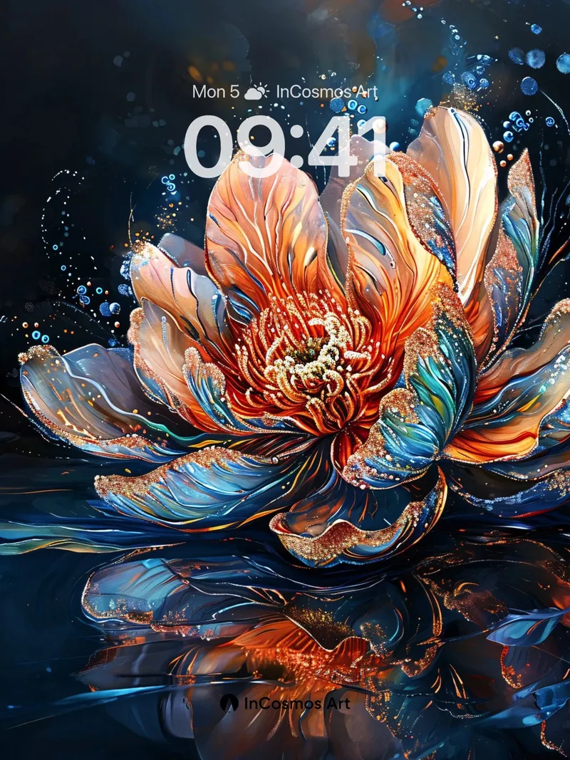 Luminous Bloom Wallpaper with Cosmic Reflections