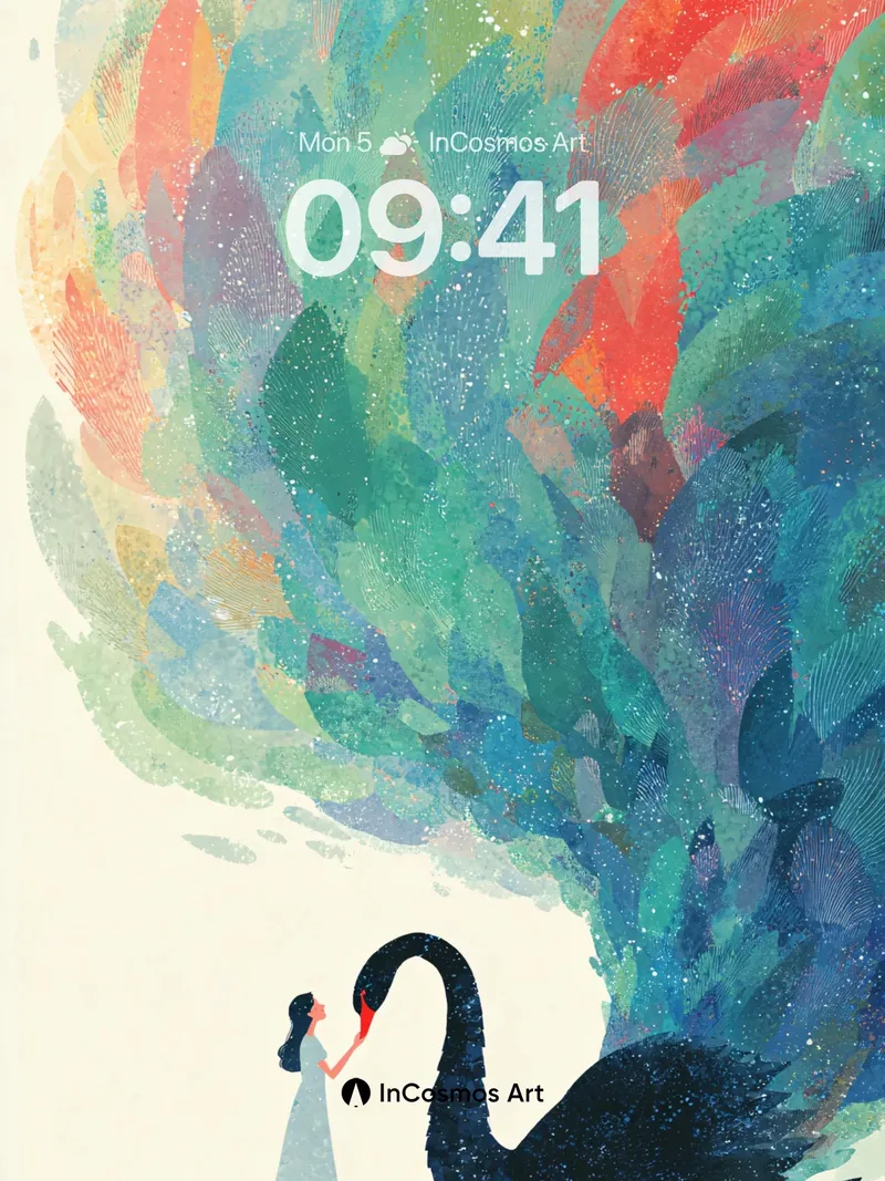 Whispering Color Wallpaper with Cosmic Swan