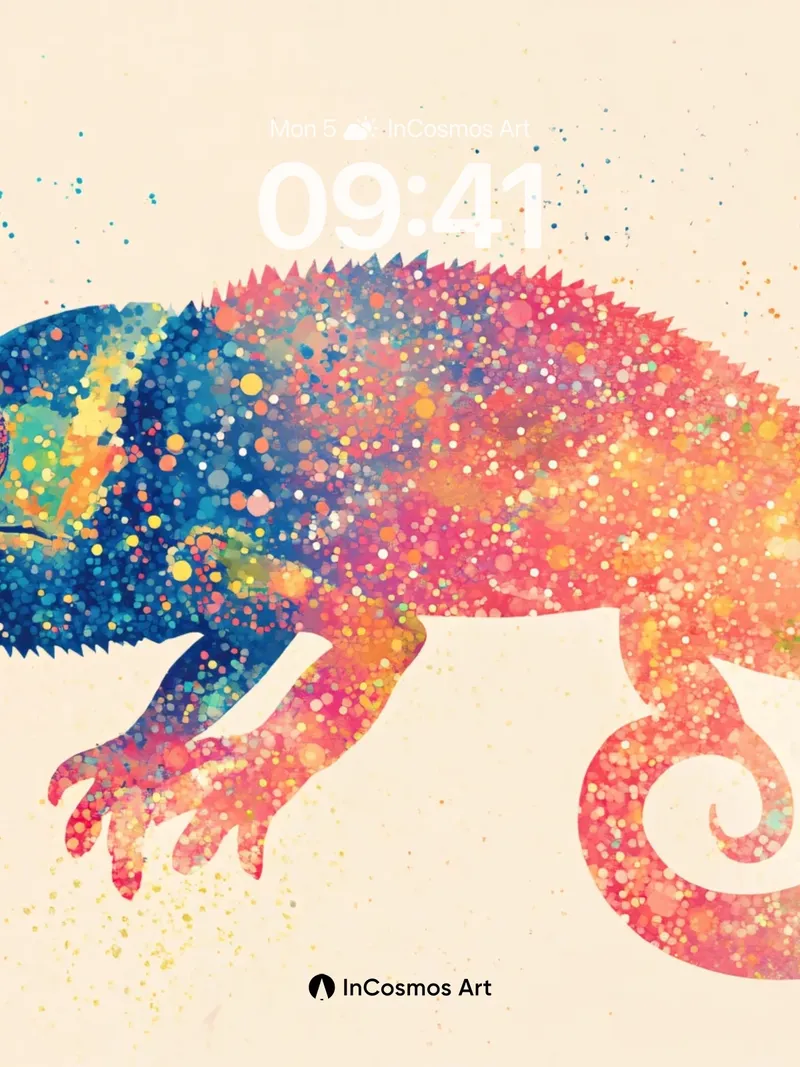 Chromatic Reptile Wallpaper with Cosmic Speckles