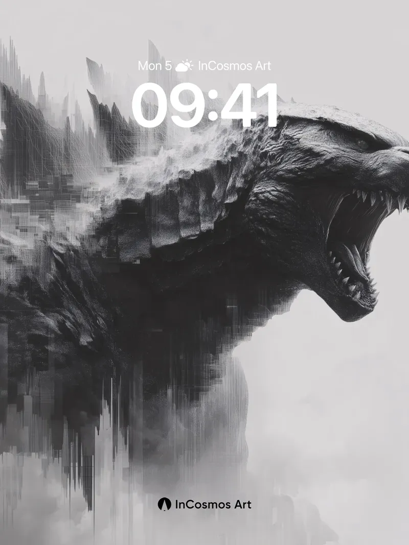 Frost-Born Roar Wallpaper with Digital Fracture