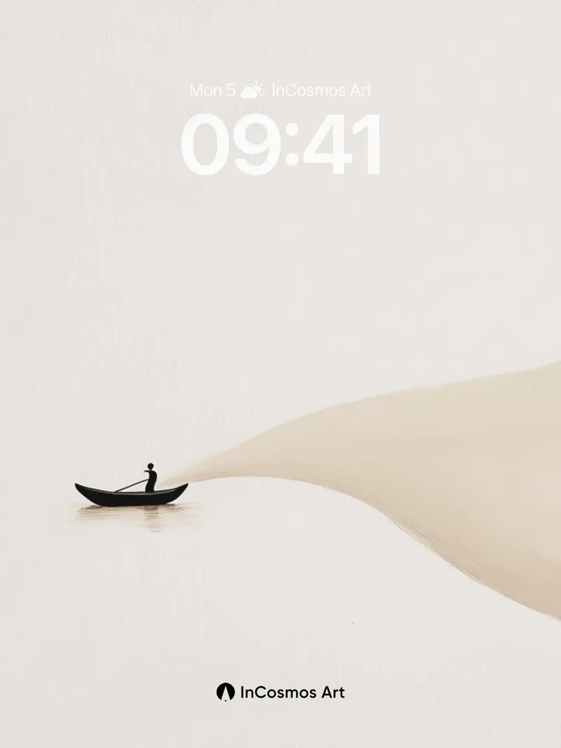 Serenity Dune Wallpaper with Solitary Boat