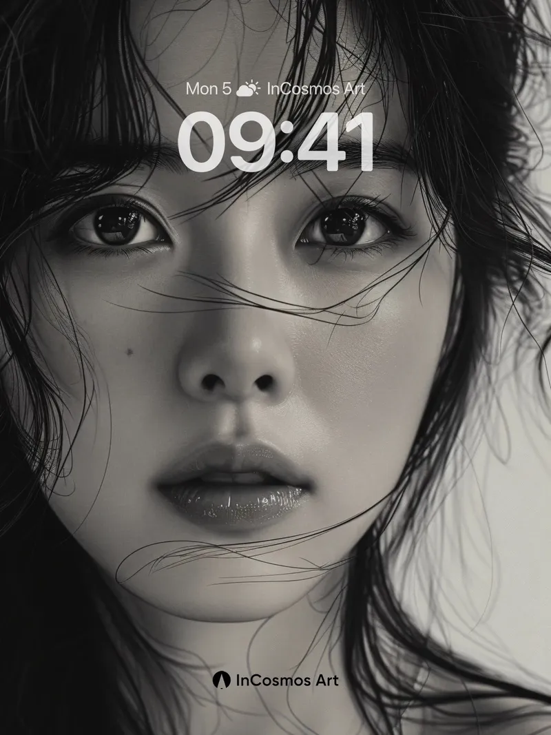 Monochrome Reverie Wallpaper with Whispering Hair