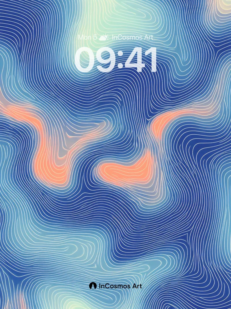Serenity Wave Wallpaper with Contour Lines