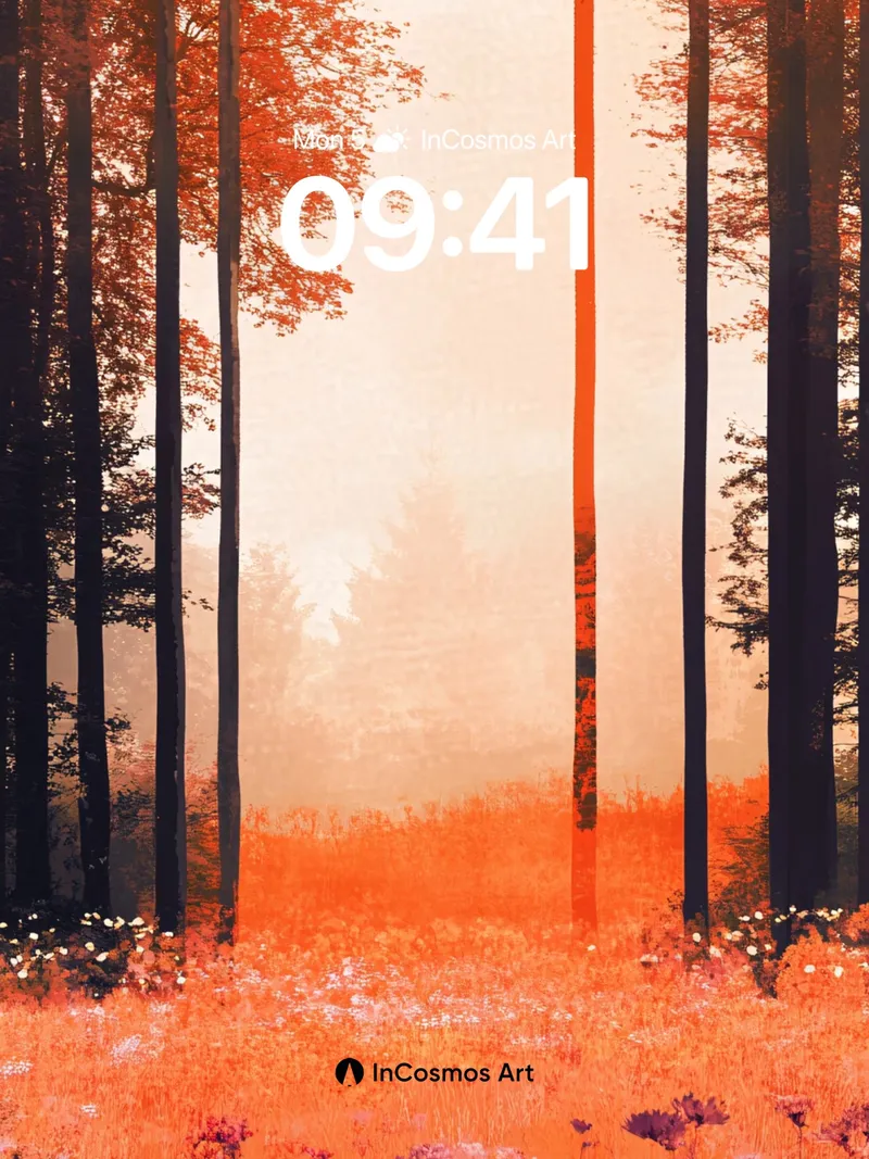 Crimson Hush Wallpaper with Whispering Pines