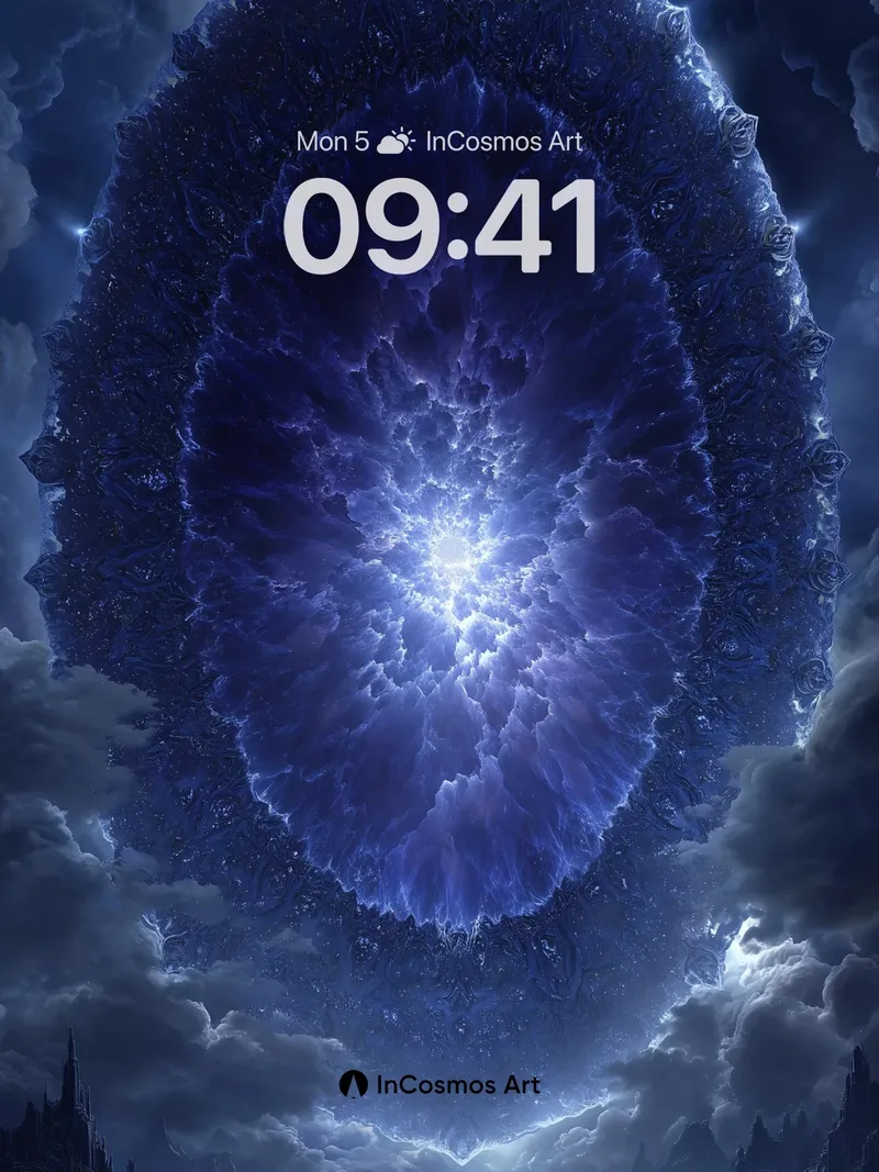 Cosmic Portal Wallpaper with Fractal Light