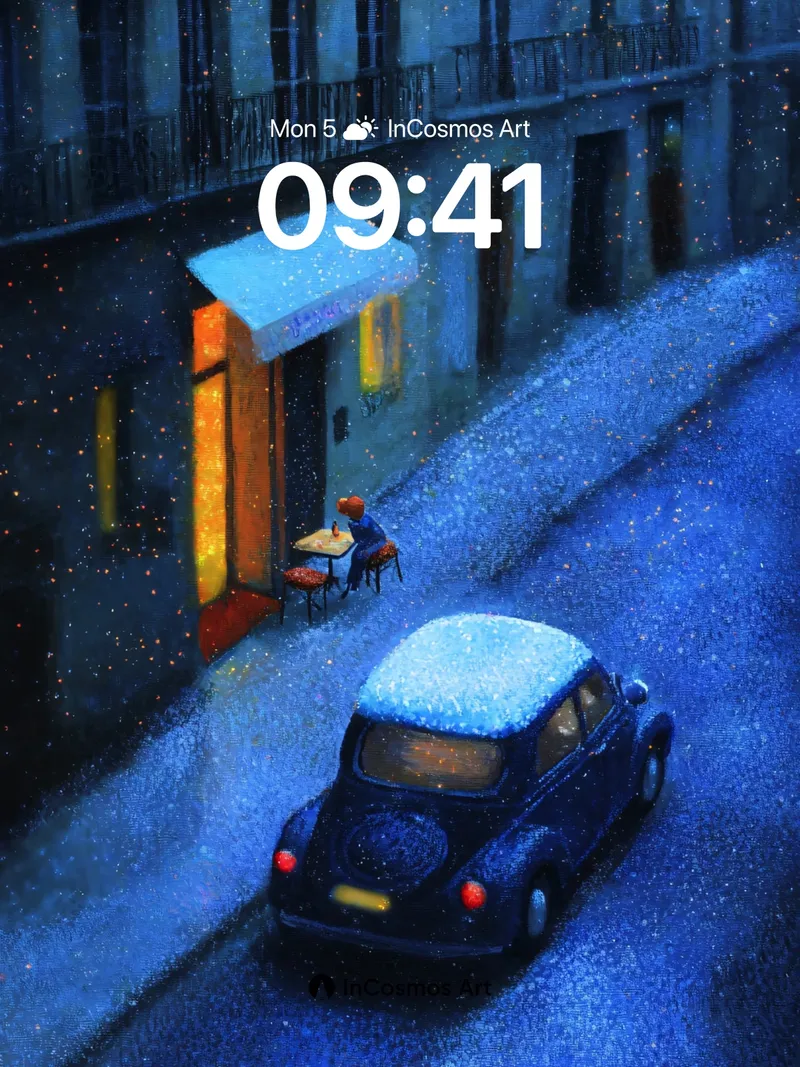 Snowfall Serenade Wallpaper with Warm Light