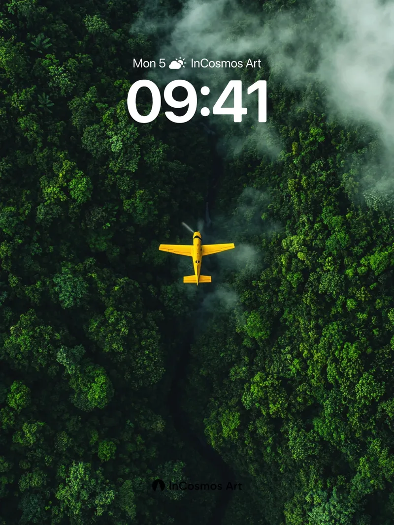 Emerald Veil Wallpaper with Golden Flight