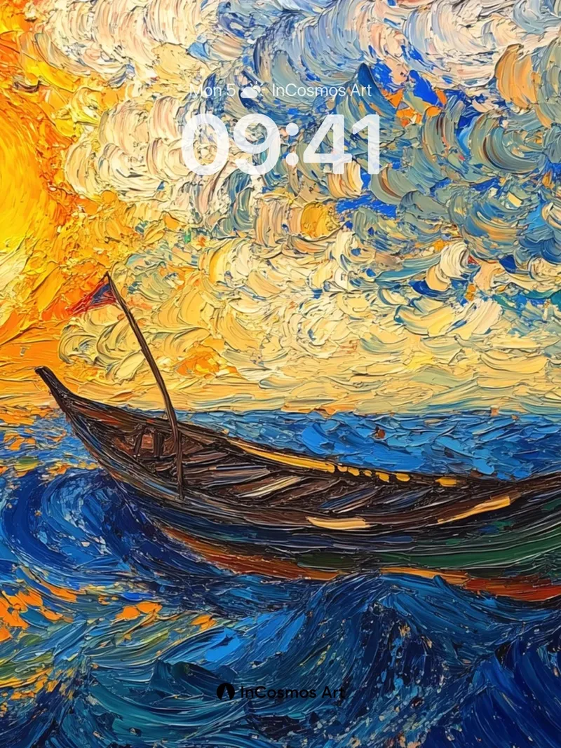 Sunset Drift Wallpaper with Van Gogh Swirls
