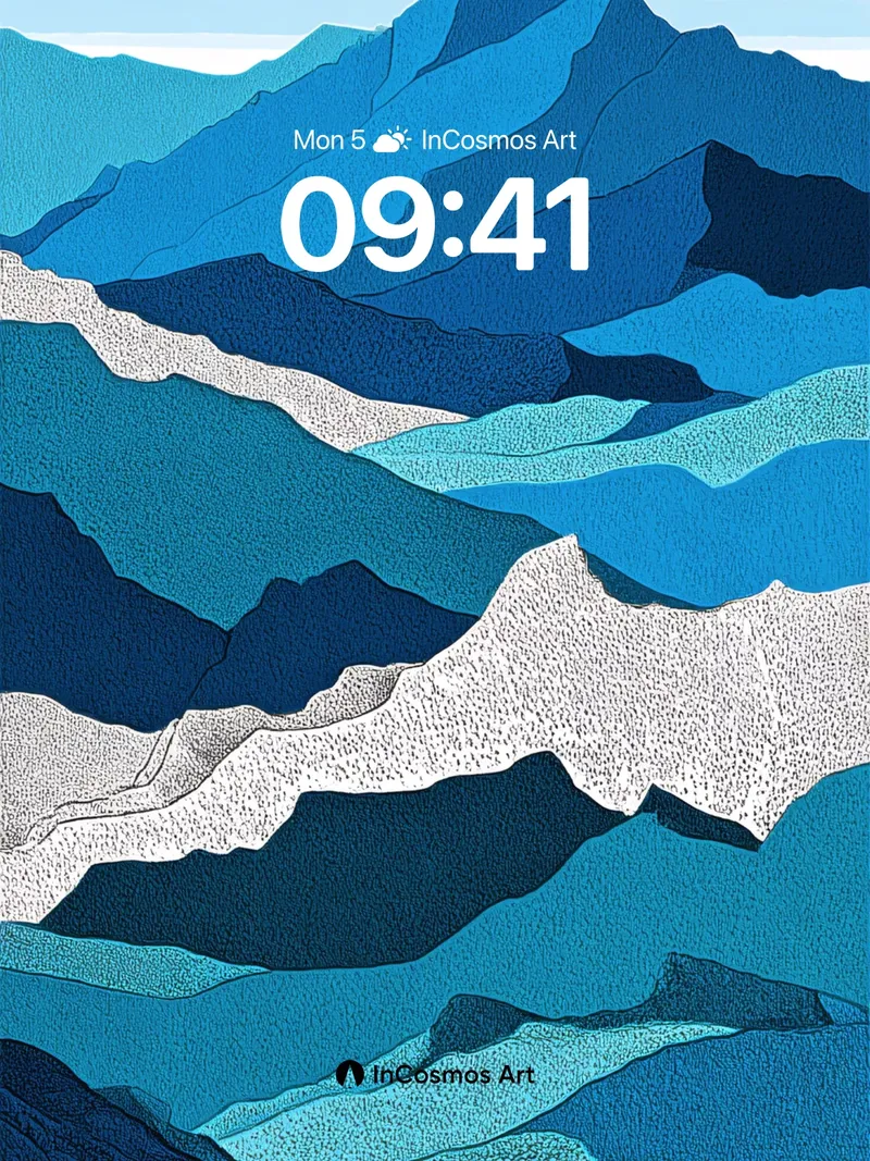 Cobalt Mountain Wallpaper with Textured Peaks