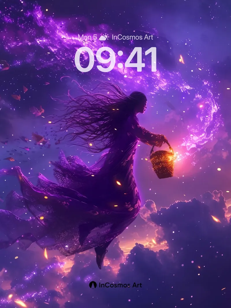 Cosmic Drift Wallpaper with Starlit Basket