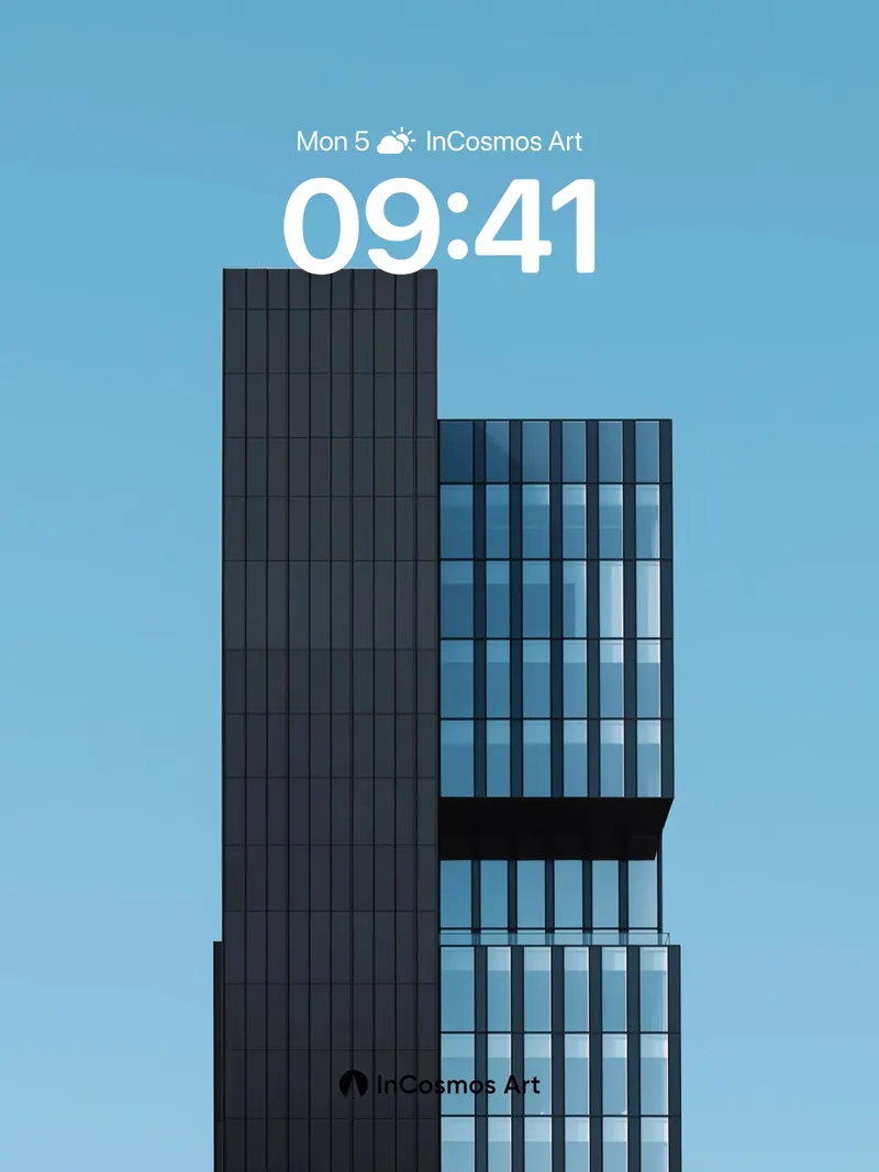 Silent Skyline Wallpaper with Floating Glass