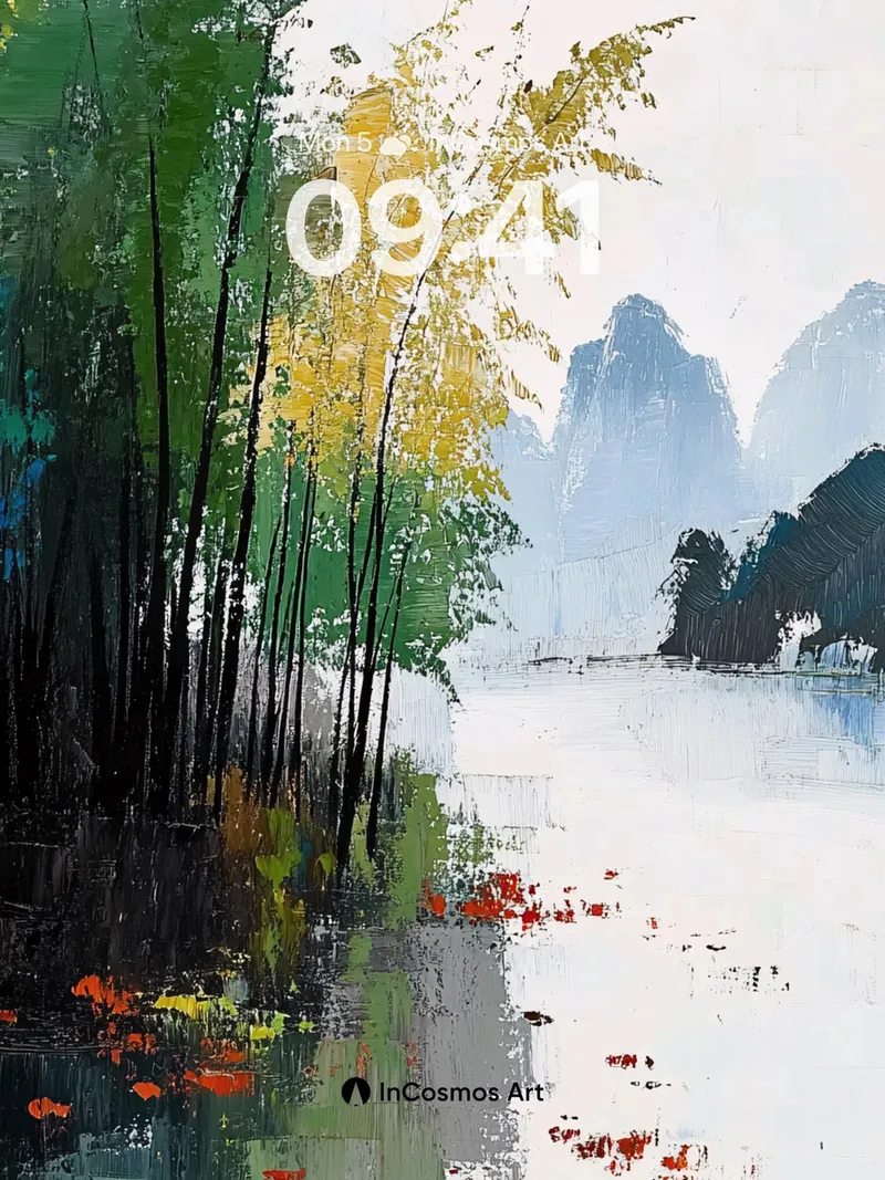 Mist-Swept Bamboo Wallpaper with Floating Ember Pools