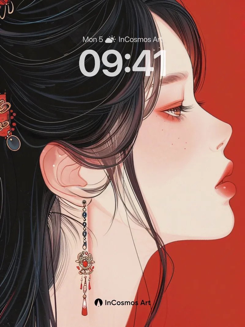 Silken Shadow Wallpaper with Crimson Earrings