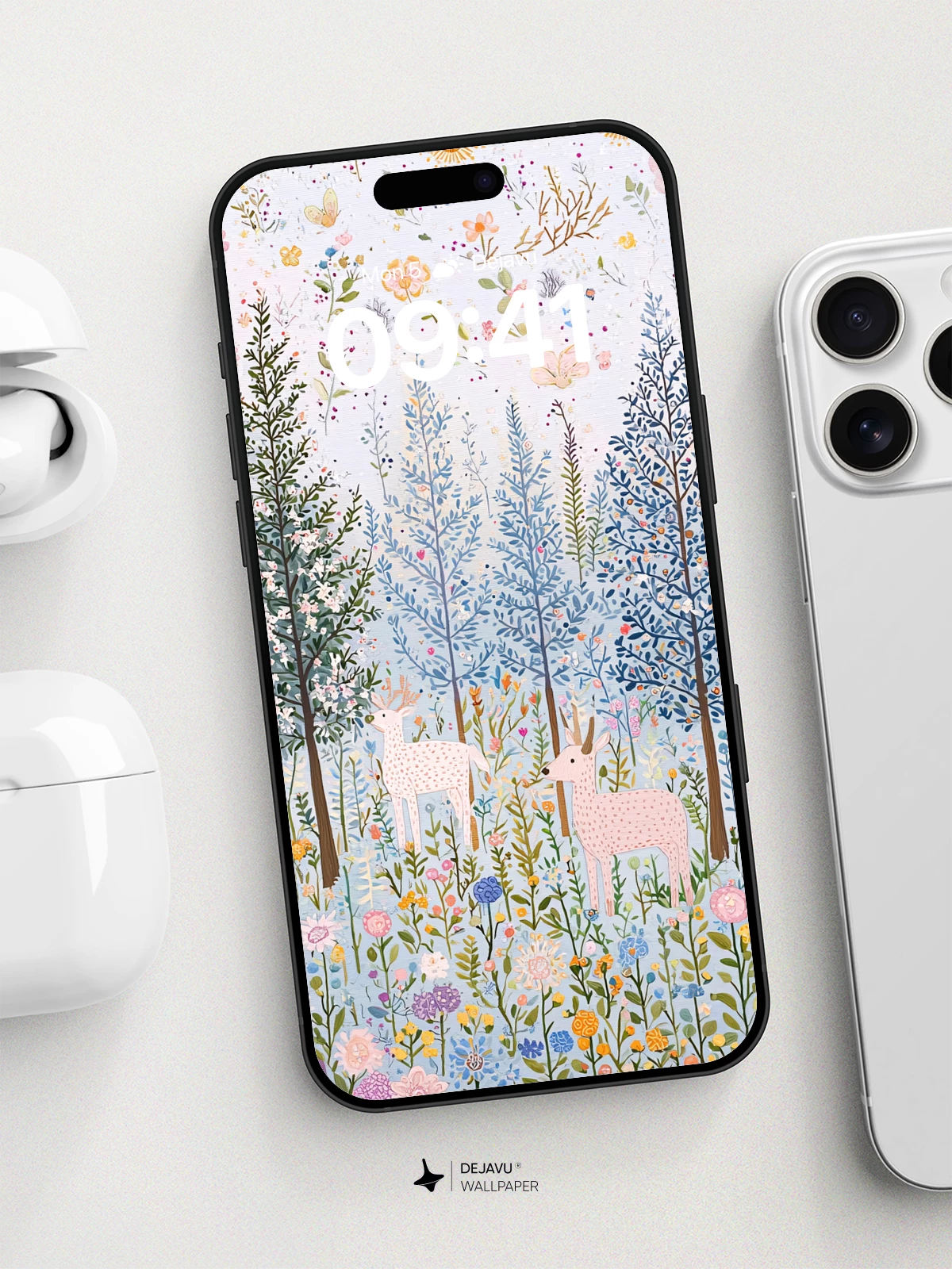 Whimsical Forest Deer Wallpaper 8K for iPhone and Android