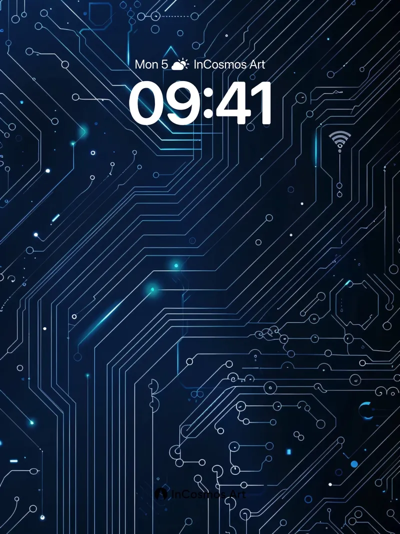 Neon Circuit Wallpaper with Pulse Light Trails