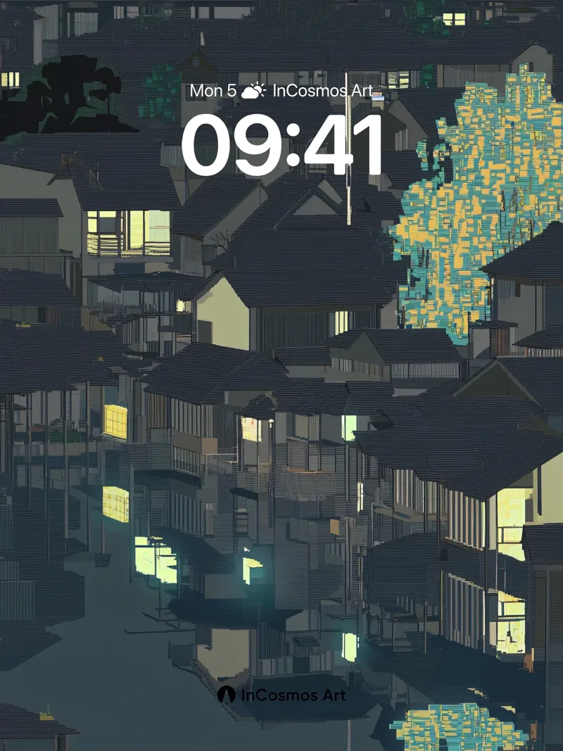 Nocturnal Riverlight Wallpaper with Pixel Bloom