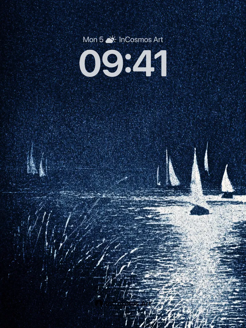 Moonlit Sail Wallpaper with Silver Reflections