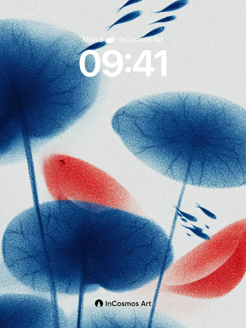 Serenity Float Wallpaper with Ink Lotus