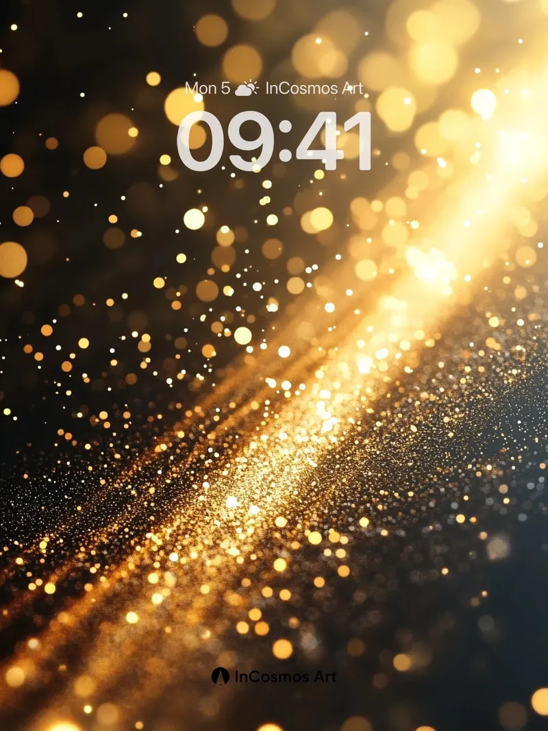 Golden Stardust Wallpaper with Light Trails