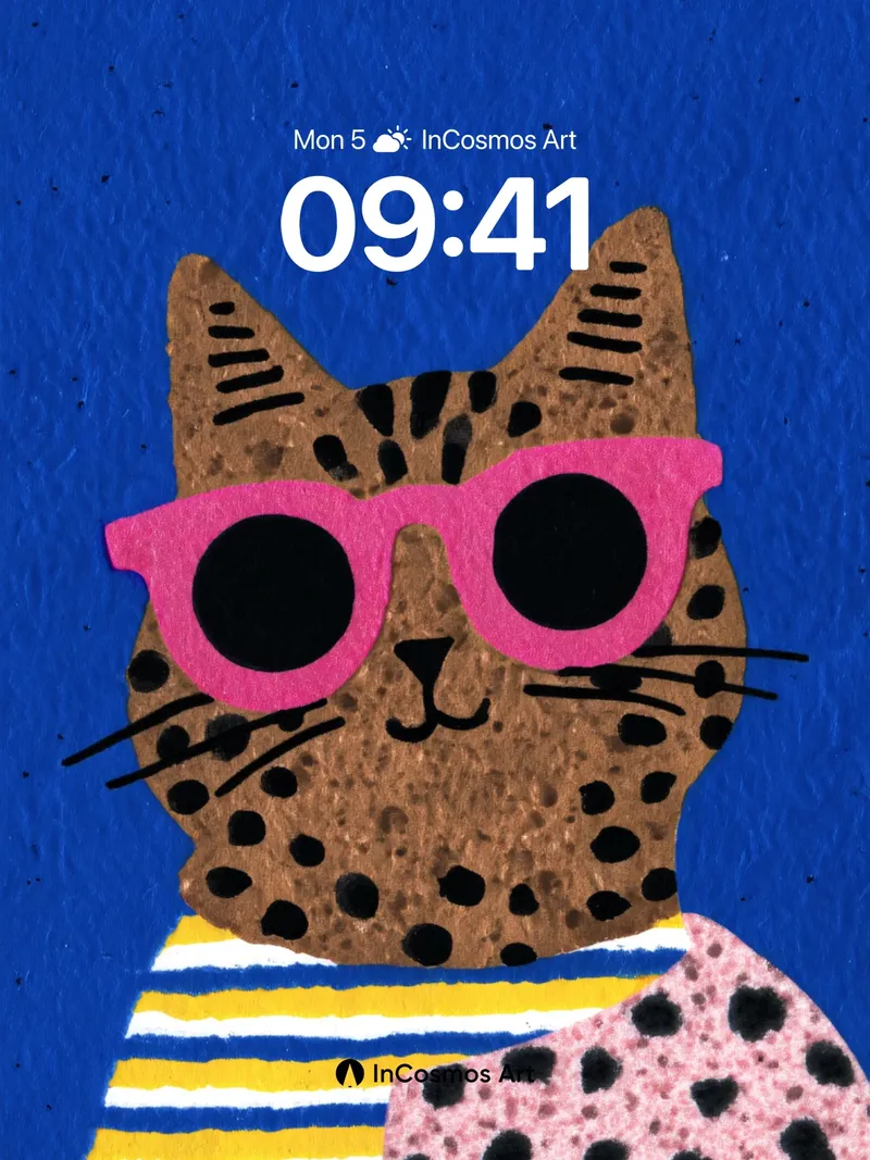 Playful Leopard Wallpaper with Pink Sunglasses
