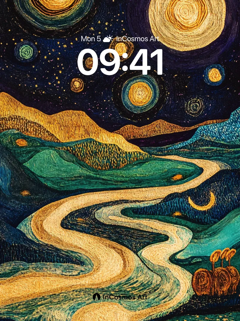 Whirling Cosmos Wallpaper with Golden Rivers
