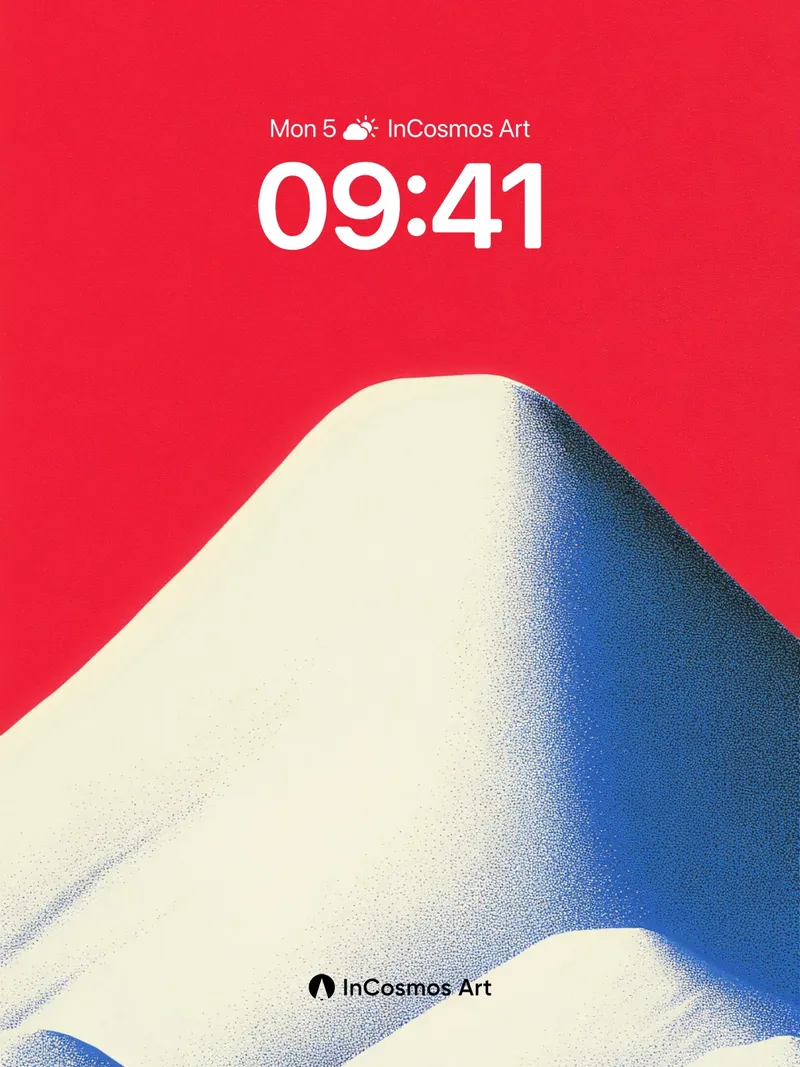 Crimson Sky Mountain Wallpaper with Snow Drifts