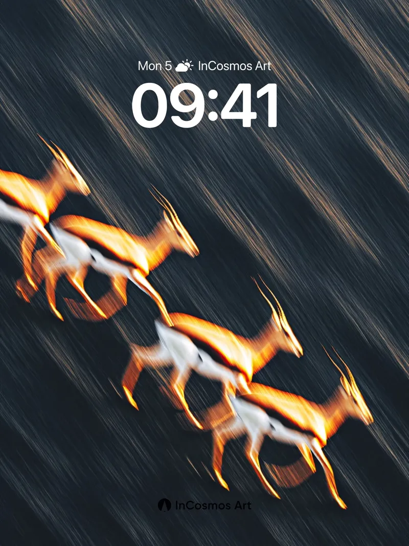 Velvet Motion Wallpaper with Golden Antelope Trails