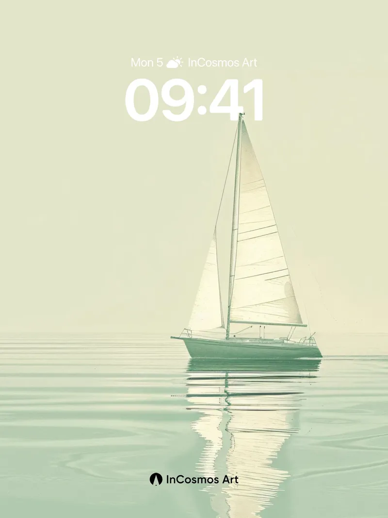 Serenity Sail Wallpaper with Mirror Water