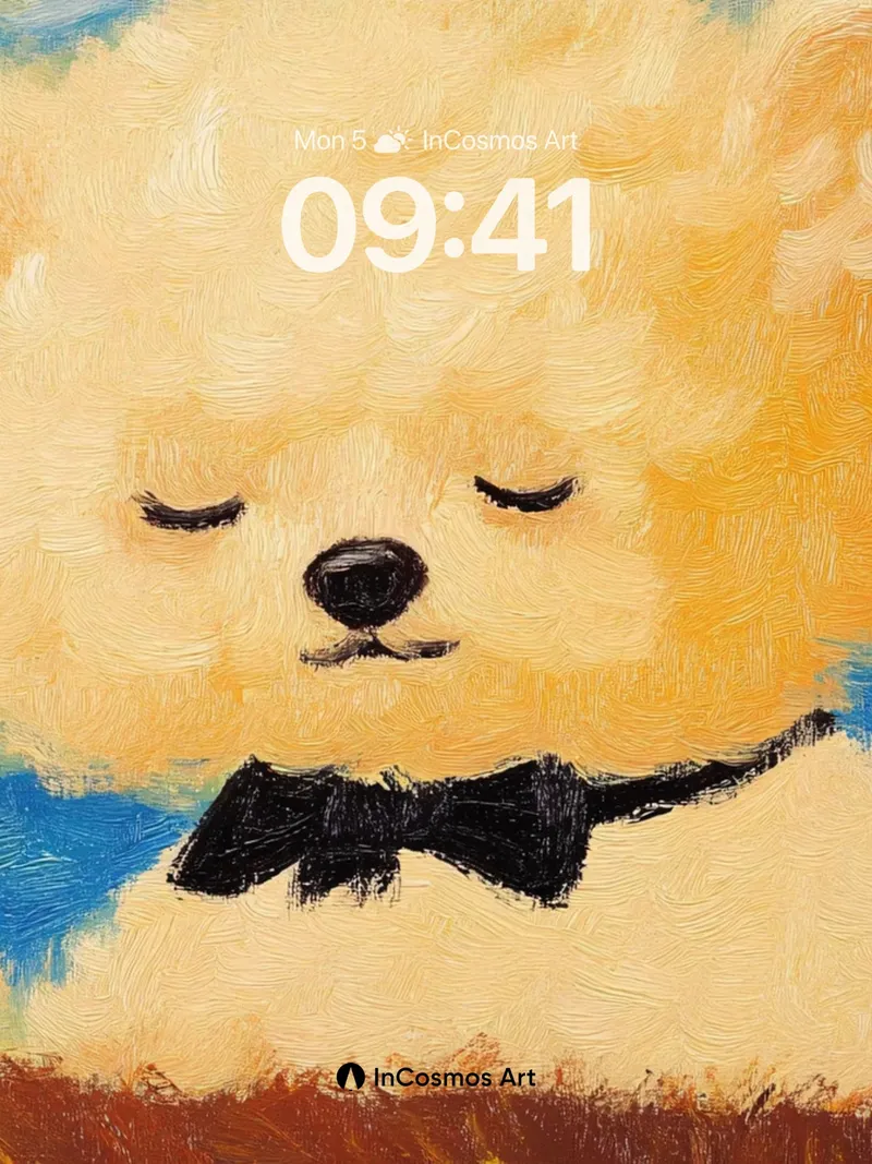 Serenity Bear Wallpaper with Van Gogh Swirls