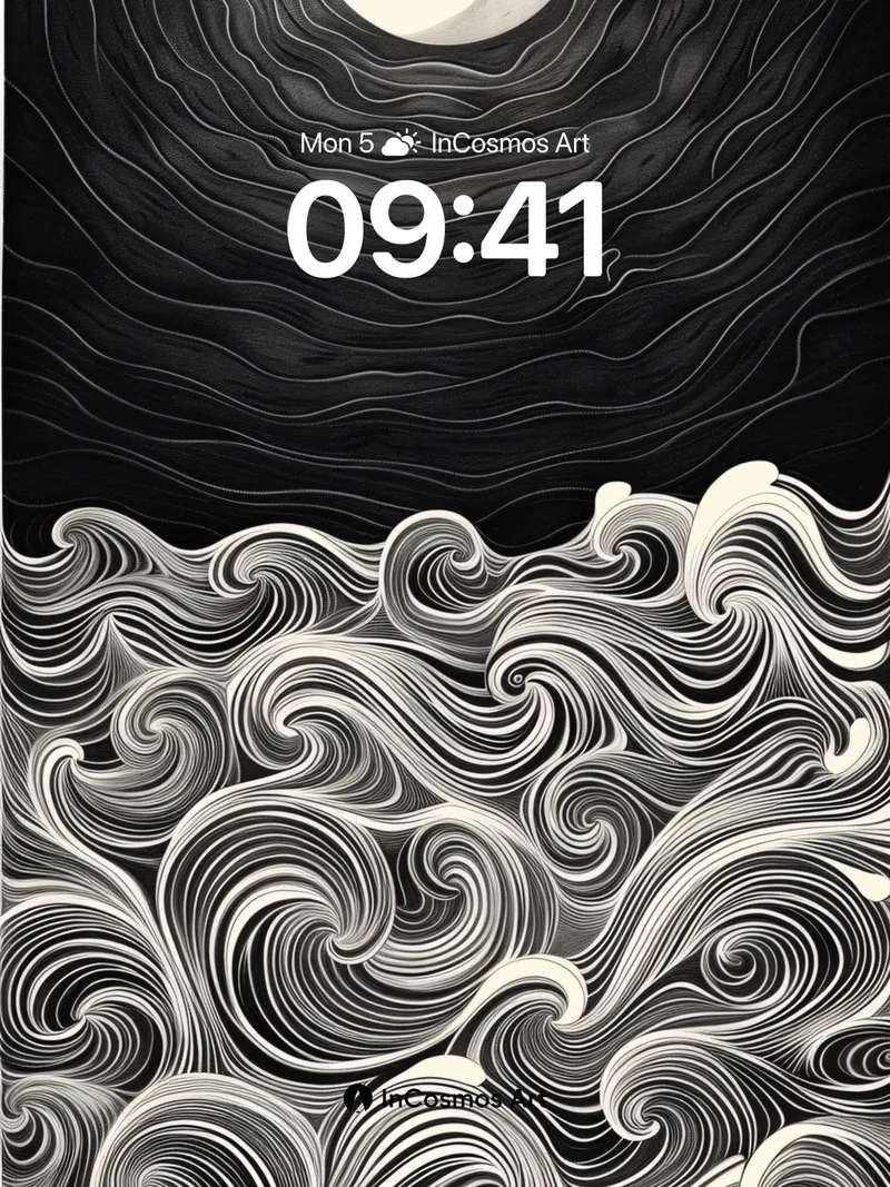 Moonlit Wave Symphony Wallpaper with Hokusai Echo