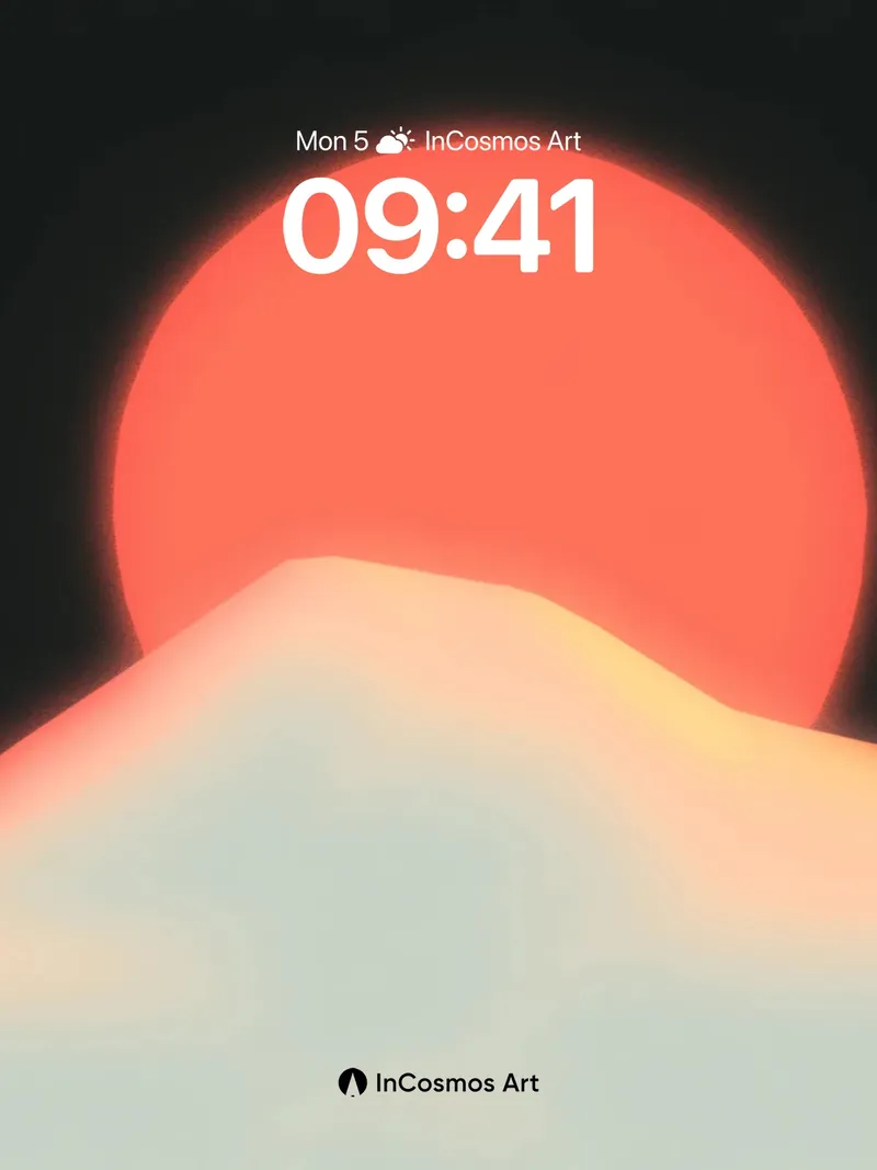 Serene Horizon Wallpaper with Floating Sun