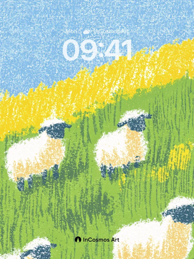 Serenity Meadow Wallpaper with Woolen Whispers